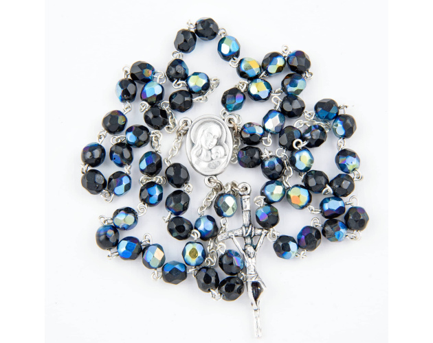 Różaniec Kryształowy z Ziemią Świętą Granat