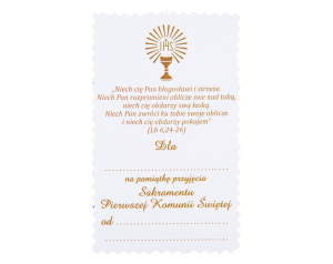Karteczka z Dedykacją na Pierwszą Komunię Świętą