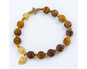 Różaniec Bransoletka Premium Jaspis Kalahari Mat.Hematyt