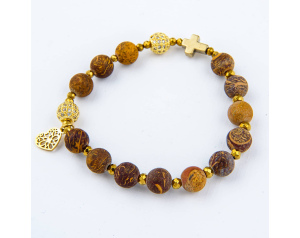 Różaniec Bransoletka Premium Jaspis Kalahari Mat.Hematyt