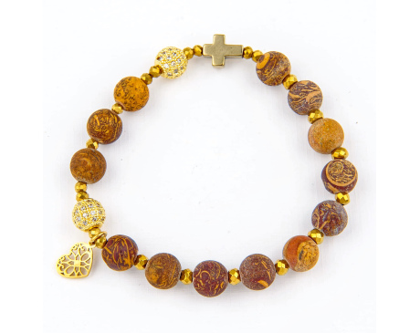 Różaniec Bransoletka Premium Jaspis Kalahari Mat.Hematyt