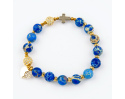 Różaniec Bransoletka Premium Jaspis Cesarski Niebieski Hematyt