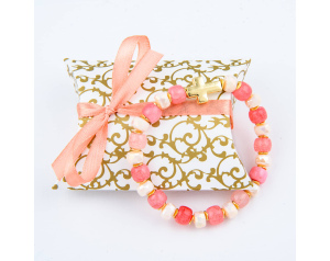 Bransoletka z Krzyżykiem Biało Różowa