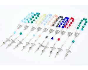 Różaniec Kryształkowy 10 z Janem Pawłem II, zestaw 10 szt.