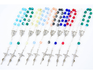 Różaniec Kryształkowy 10 z Janem Pawłem II, zestaw 10 szt.