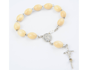 Różaniec Drewniany Święty Krzysztof Duży Koralik Jasny