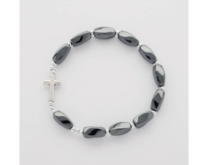 Różaniec 10 bransoletka hematyt fasetowany