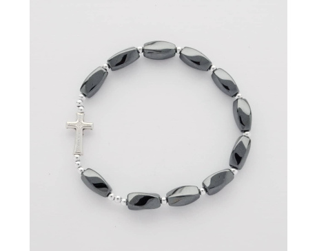 Różaniec 10 bransoletka hematyt fasetowany