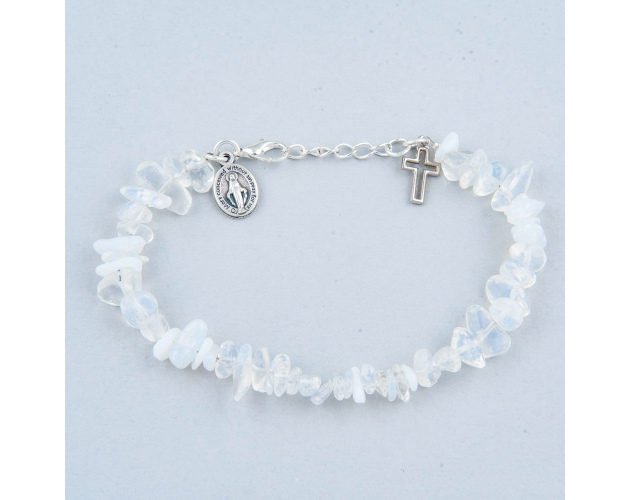 Bransoletka religijna z Krzyżykiem i Medalikiem Kryształ Górski