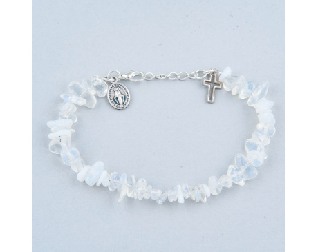 Bransoletka religijna z Krzyżykiem i Medalikiem Kryształ Górski