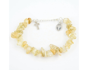 Bransoletka religijna z Krzyżykiem i Medalikiem Cytryn