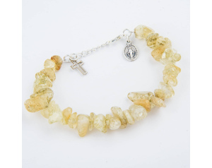 Bransoletka religijna z Krzyżykiem i Medalikiem Cytryn