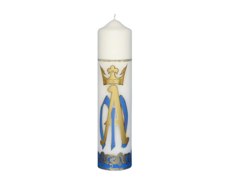 Świeca Ołtarzowa Biała z Symbolem Maryi