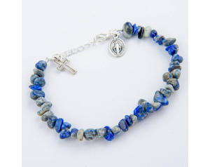 Bransoletka religijna z Krzyżykiem i Medalikiem Lapis Lazuli