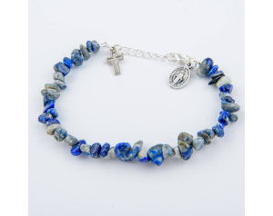 Bransoletka religijna z Krzyżykiem i Medalikiem Lapis Lazuli