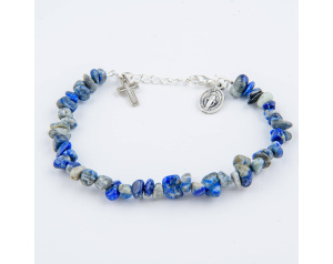 Bransoletka religijna z Krzyżykiem i Medalikiem Lapis Lazuli