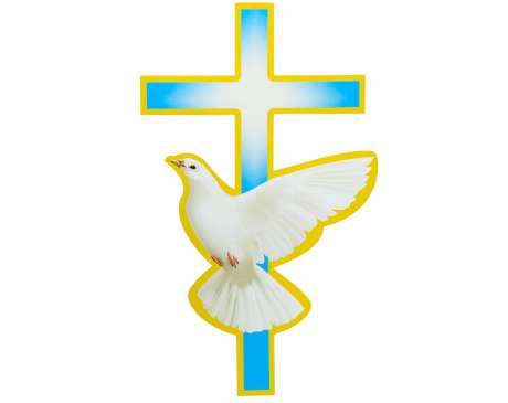 Emblemat na Boże Ciało Krzyż z Gołębicą (Komplet 5 szt.) - Symbol Ducha świętego