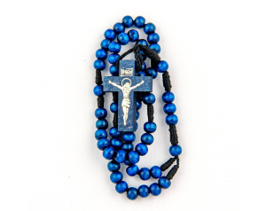 Różaniec drewniany drobny granatowy
