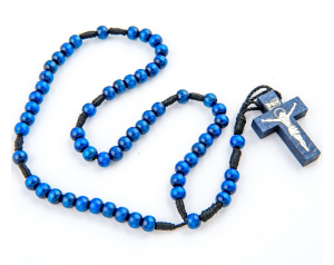 Różaniec drewniany drobny granatowy