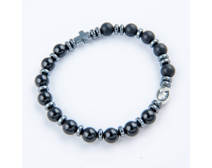 Różaniec Bransoletka Podwójna Onyx matowy i błyszczący