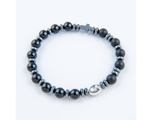 Różaniec Bransoletka Podwójna Onyx matowy i błyszczący