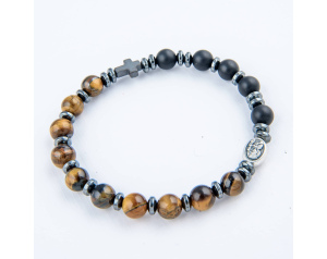 Różaniec Bransoletka Podwójna Tygrysie Oko Onyx