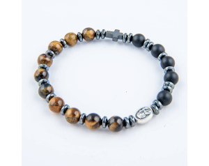 Różaniec Bransoletka Podwójna Tygrysie Oko Onyx