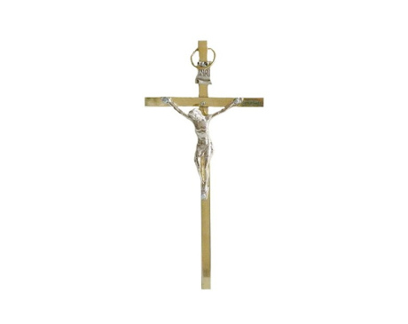 Krzyż metalowy 13 cm kolor złoty