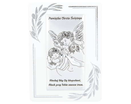 Obrazek Srebrny Aniołek z Błogosławieństwem - pamiątka Chrztu Świętego