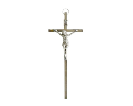 Krzyż metalowy 21 cm kolor srebrny