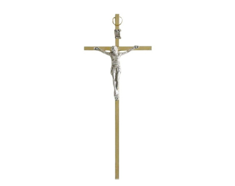 Krzyż metalowy 21 cm kolor złoty