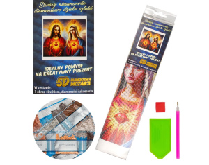 Diamentowa mozaika religijna Serce Jezusa i Serce Maryi 30 x 40 cm – kreatywna zabawa i relaks
