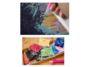 Diamentowa mozaika religijna Serce Jezusa i Serce Maryi 30 x 40 cm – kreatywna zabawa i relaks