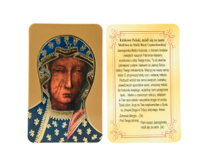 Karta Modlitewna Matka Boska Częstochowska laminowana złoceniem
