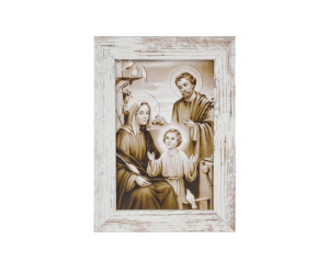 Obraz Święta Rodzina biała przecierana rama mała