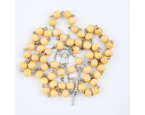 Różaniec drewniany jasny na drucie