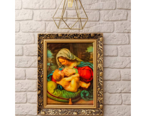 Matka Boska Karmiąca obraz w ozdobnej ramie, 50x70 cm