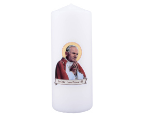 Biała Świeca Liturgiczna Święty Jan Paweł II - Parafinowa, 20 cm