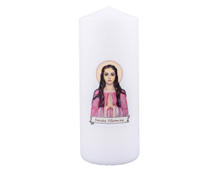 Biała Świeca Liturgiczna Święta Filomena - Parafinowa, 20 cm