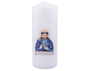 Biała Świeca Liturgiczna Święty Antoni - Parafinowa, 20 cm