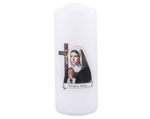 Biała Świeca Liturgiczna Święta Rita - Parafinowa, 20 cm