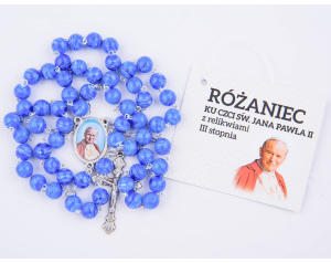 Różaniec ze świętym Janem Pawłem Niebieski