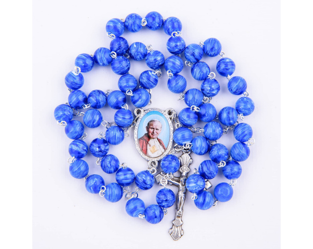 Różaniec ze świętym Janem Pawłem Niebieski