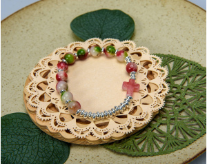 Różaniec Bransoletka zielona z fioletem