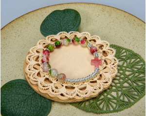 Różaniec Bransoletka zielona z fioletem