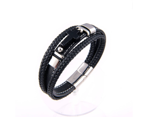 Bransoletka ze skóry męska z krzyżykiem
