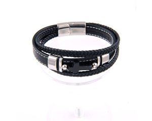 Bransoletka ze skóry męska z krzyżykiem