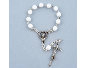 Różaniec 10 kulka biała