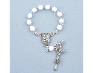 Różaniec 10 z białych kryształkowych koralików
