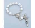 Różaniec 10 z białych kryształkowych koralików